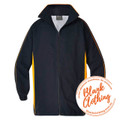 Navy+Gold ROAR Kids Microfibre Water Repellent Sport Jacket, a lightweight, breathable, and moisture-resistant jacket ideal for children's school sports, training, or team uniforms.