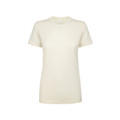 Women's cream relaxed-fit crew neck t-shirt with short sleeves, flat front panel, packshot