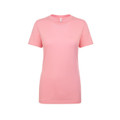 Soft pink women's boyfriend fit t-shirt with crew neck and short sleeves on white background