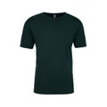Deep forest green crew neck t-shirt with short sleeves and smooth cotton-poly blend fabric