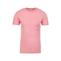 Light pink crew neck short sleeve t-shirt with smooth cotton-poly blend fabric