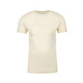 Cream short sleeve crew neck t-shirt with smooth cotton-poly blend fabric and classic fit