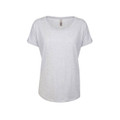 Heather White Kimba Women's Tri-Blend Dolman T-Shirt, a soft, lightweight, relaxed-fit top with batwing/dolman sleeves, ideal for comfortable casual wear.