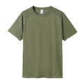 Army green men's quick dry crew neck tee with raglan sleeves and tonal contrast panels