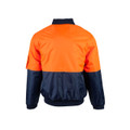 Hi-vis orange and navy flying jacket with colour-blocked design and ribbed collar and cuffs
