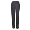 Charcoal ladies yoga tights rear view, wide waistband, straight slim leg, smooth stretch fabric