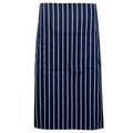 Navy blue and white vertical striped waist apron with long length