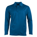Deep teal long sleeve polo shirt with matching collar and button placket
