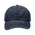 Navy distressed washed chino cap with curved brim and six-panel construction featuring contrast stitching