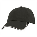 Charcoal grey quick-dry sports cap with white piping trim along curved brim and structured six-panel crown