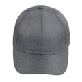 Heather charcoal grey baseball cap with six-panel structured crown and curved brim on white background