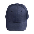Navy heather six-panel baseball cap with structured crown, curved brim and matching eyelets