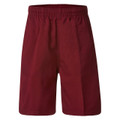 Maroon school shorts with elasticated waistband and relaxed fit styling