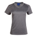 Black HACKETT Ladies Quick Dry T-Shirt featuring reflective silver piping for enhanced visibility, breathable moisture-wicking fabric, and a contoured feminine fit for active work and night running.