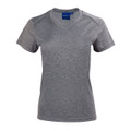 Charcoal HACKETT Ladies Quick Dry T-Shirt featuring reflective silver piping for enhanced visibility, breathable moisture-wicking fabric, and a contoured feminine fit for active work and night running.