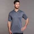 Charcoal grey polo shirt with reflective piping detail on shoulders and three-button placket