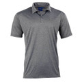 Charcoal marle men's polo shirt with reflective shoulder piping and two-button placket