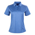 Heathered royal blue ladies polo shirt with reflective piping detail on shoulders and collar