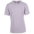 Light heather purple crew neck t-shirt with short sleeves and smooth flat front panel for decoration