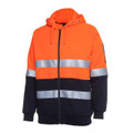 Hi-vis orange and navy fleece zip hoodie with reflective silver tape stripes