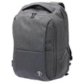 Charcoal grey marl Swissdigital RFID backpack with contrast lower panel, dual top zips, side pocket and logo badge