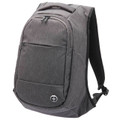 Charcoal grey melange anti-theft backpack with zip front pocket, carry handle and Swissdigital logo badge