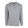 Heather grey unisex pullover hoodie with drawstring hood, kangaroo pocket, and ribbed cuffs — flat lay packshot
