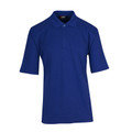 Royal blue short sleeve polo shirt with button placket and chest pocket