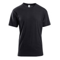 Black crew neck cotton t-shirt with short sleeves and smooth flat front panel for decoration