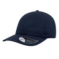 Navy blue chino twill baseball cap with pre-curved brim and unstructured six-panel crown