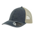 Charcoal heather front panel trucker cap with cream mesh back and curved pre-curved brim