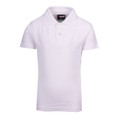 White pique knit polo shirt with collar and button placket for kids