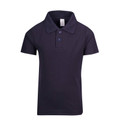 Navy kids pique knit polo shirt with two-button placket and classic spread collar