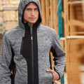Charcoal marle fleece jacket with black contrast panels and centre zip closure