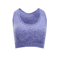 Purple heather seamless crop top with racerback straps and ribbed underband detail