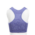 Purple heather seamless racerback crop top with knitted mesh panel detail on back