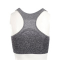 Charcoal grey seamless sports crop top with racer back design and textured knit panels