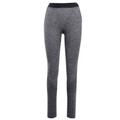 Grey marl seamless full length women's leggings with black contrast waistband and tonal panel detailing