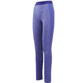 Royal blue marl seamless full length ladies leggings with solid wide waistband and side panel detailing