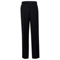 Black wool blend business pants with flat front panel and straight leg cut