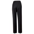 Black wool blend dress pants with rear welt pockets and pressed front creases, back view