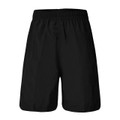 Black kids sport shorts with elasticated waistband, lightweight water repellent fabric, flat front panel