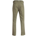 Khaki slim fit chino pants with belt loops and back welt pockets, rear view showing centre seam