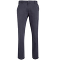 Charcoal grey slimfit stretch chino pants with flat front panel and button fly closure