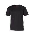 Black short sleeve crew neck t-shirt with clean flat chest panel for decoration