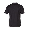 Black TrueDry polo shirt back view showing shoulder stitching detail and short sleeves
