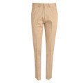 Beige ladies slim fit chino pants with front crease detail and belt loops