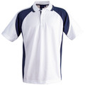 White+Navy | Kids CoolDry Mini Waffle Short Sleeve Polo