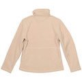 Sand coloured ladies polar fleece jacket with high collar and side zip pockets shown from back