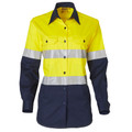 Yellow+Navy | Womens Cool-Breeze Cotton Safety Shirt + 3M Tapes